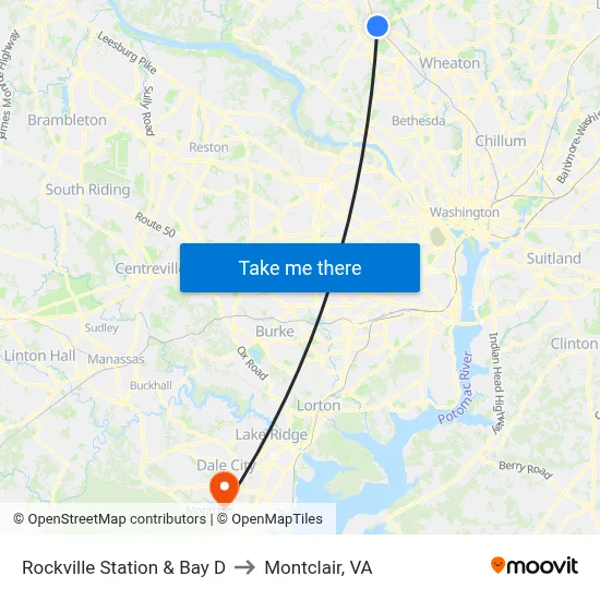 Rockville Station & Bay D to Montclair, VA map