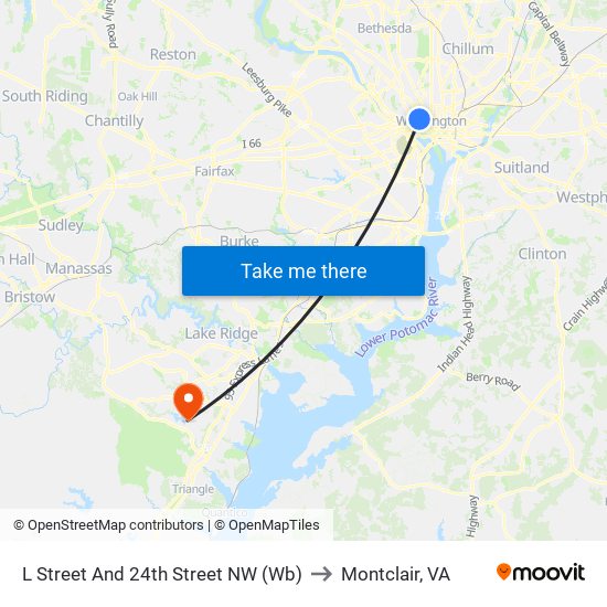 L Street And 24th Street NW (Wb) to Montclair, VA map