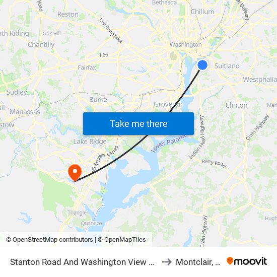 Stanton Road And Washington View Apts to Montclair, VA map