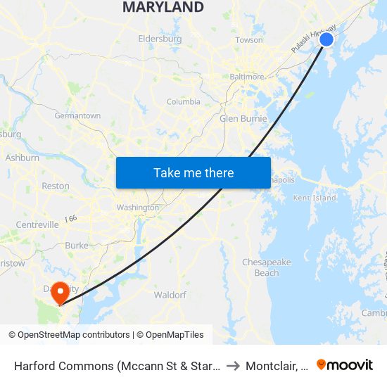 Harford Commons (Mccann St & Starr St) to Montclair, VA map