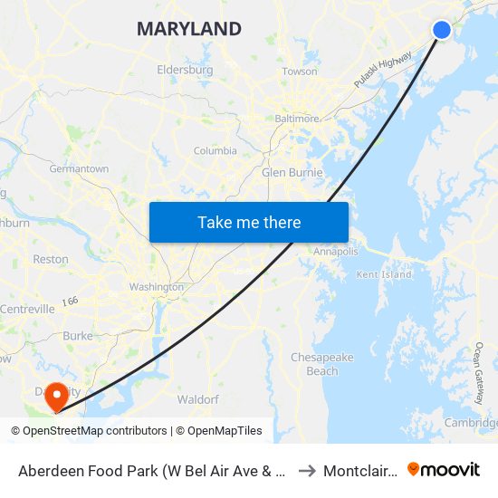 Aberdeen Food Park (W Bel Air Ave & Baker St) to Montclair, VA map