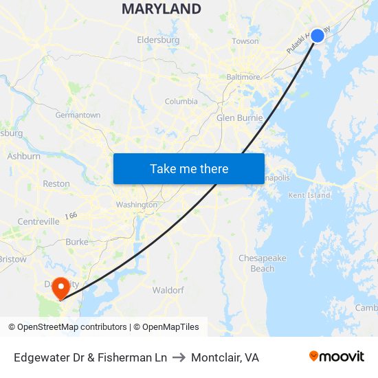 Edgewater Dr & Fisherman Ln to Montclair, VA map