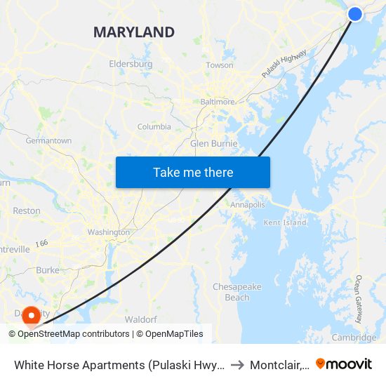 White Horse Apartments  (Pulaski Hwy/Us 40) to Montclair, VA map