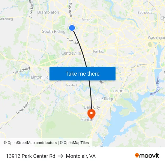 13912 Park Center Rd to Montclair, VA map