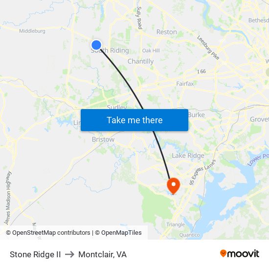 Stone Ridge II to Montclair, VA map