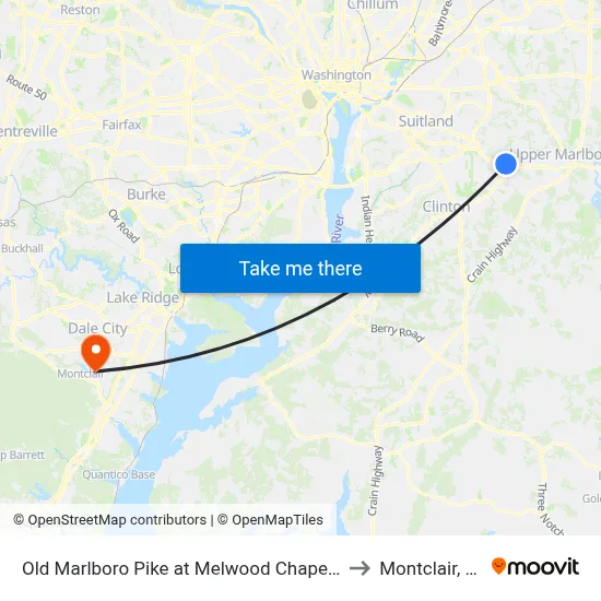 Old Marlboro Pike at Melwood Chapel Ln to Montclair, VA map