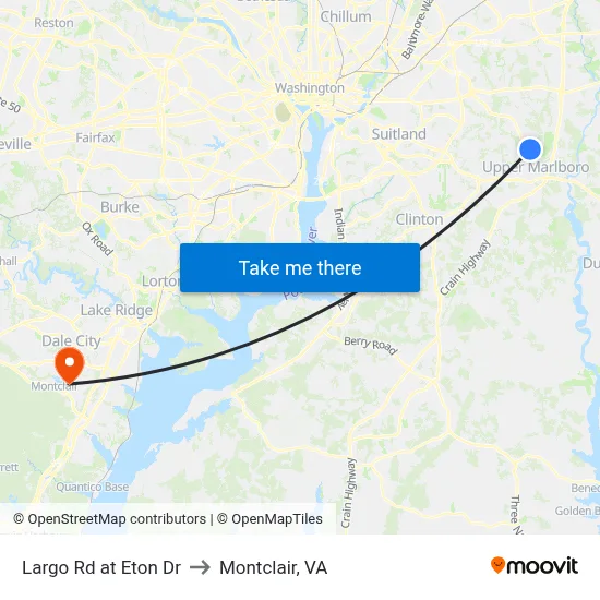 Largo Rd at Eton Dr to Montclair, VA map