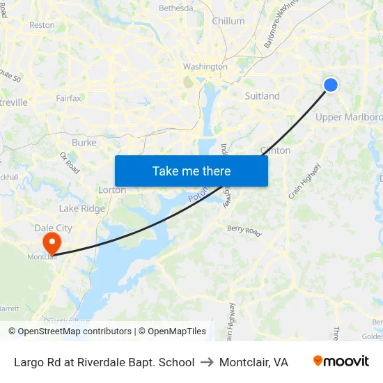 Largo Rd at Riverdale Bapt. School to Montclair, VA map
