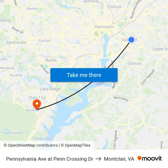 Pennsylvania Ave at Penn Crossing Dr to Montclair, VA map