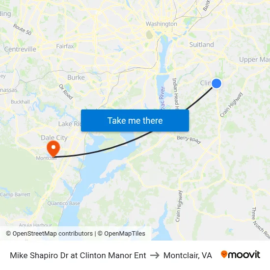 Mike Shapiro Dr at Clinton Manor Ent to Montclair, VA map
