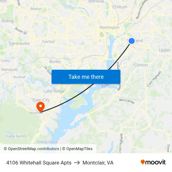 4106 Whitehall Square Apts to Montclair, VA map