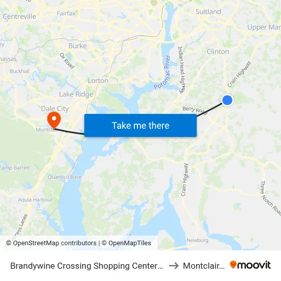 Brandywine Crossing Shopping Center at Target to Montclair, VA map