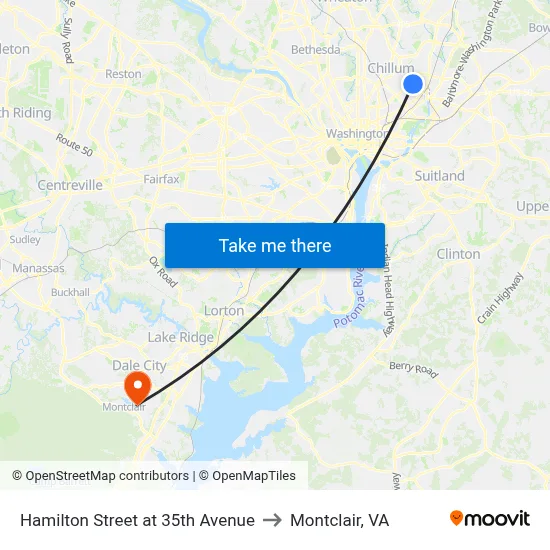 Hamilton Street at 35th Avenue to Montclair, VA map