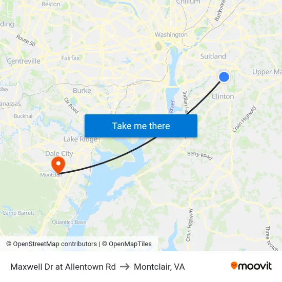 Maxwell Dr at Allentown Rd to Montclair, VA map