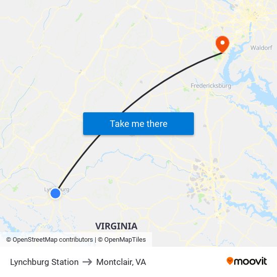 Lynchburg Station to Montclair, VA map