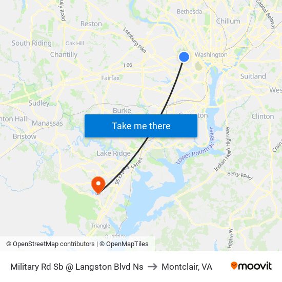 Military Rd Sb @ Langston Blvd Ns to Montclair, VA map