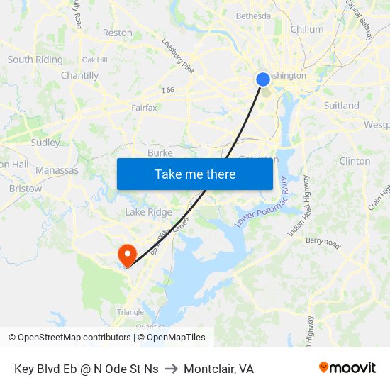 Key Blvd Eb @ N Ode St Ns to Montclair, VA map