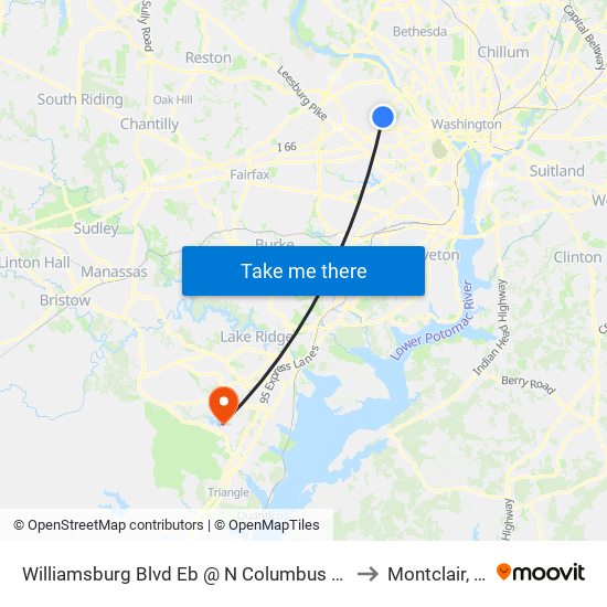 Williamsburg Blvd Eb @ N Columbus St Ns to Montclair, VA map