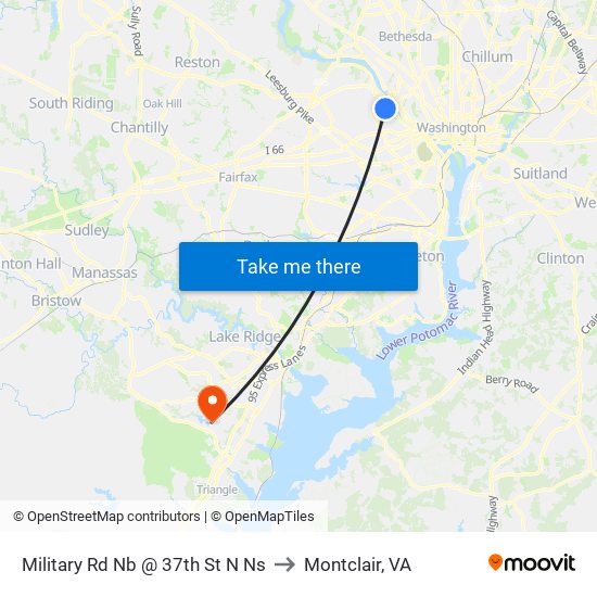 Military Rd Nb @ 37th St N Ns to Montclair, VA map