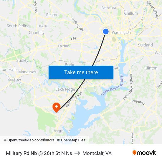 Military Rd Nb @ 26th St N Ns to Montclair, VA map