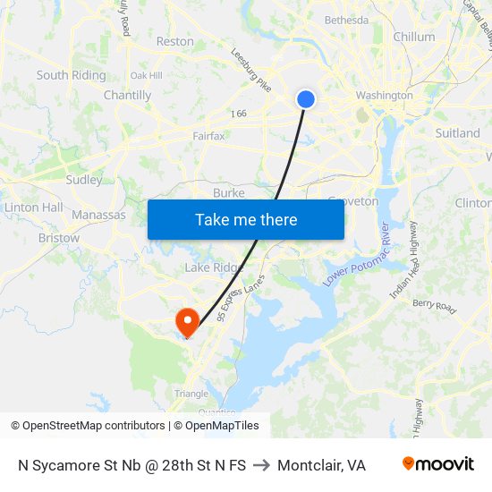 N Sycamore St Nb @ 28th St N FS to Montclair, VA map