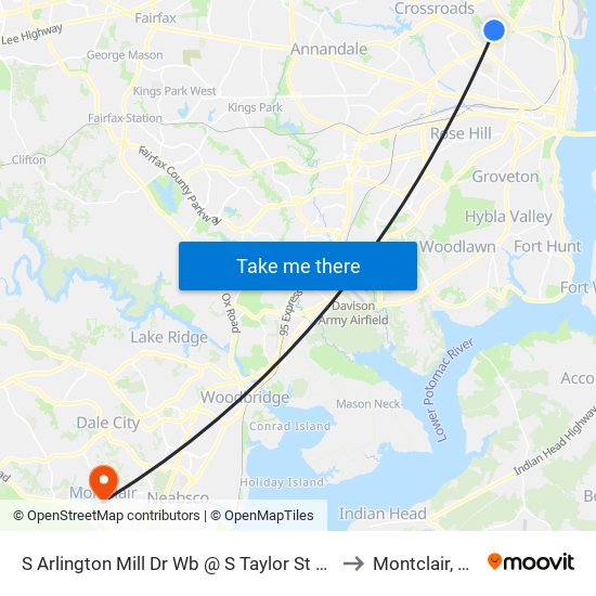 S Arlington Mill Dr Wb @ S Taylor St FS to Montclair, VA map