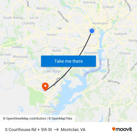 S Courthouse Rd + 5th St to Montclair, VA map