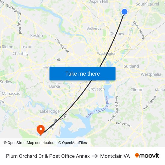 Plum Orchard Dr & Post Office Annex to Montclair, VA map