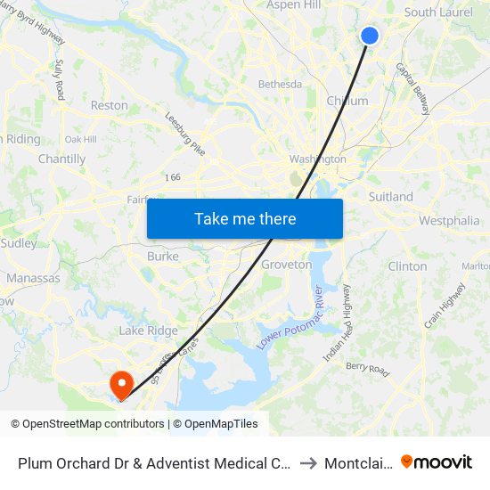 Plum Orchard Dr & Adventist Medical Cen White Oak to Montclair, VA map