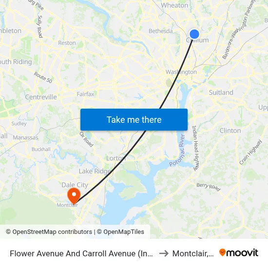 Flower Avenue And Carroll Avenue (Inbound) to Montclair, VA map