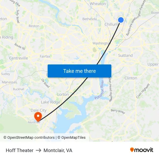 Hoff Theater to Montclair, VA map
