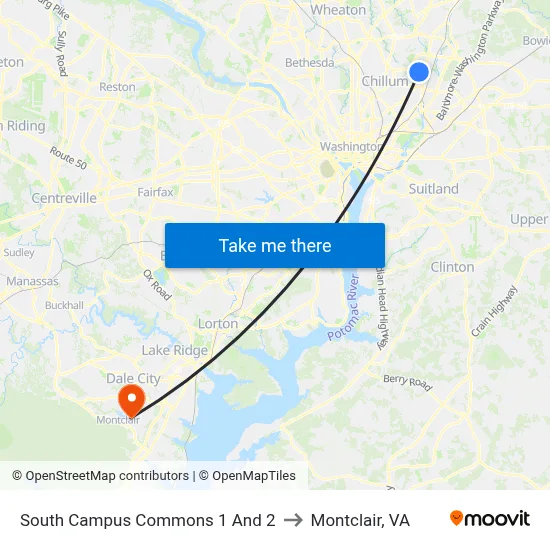 South Campus Commons 1 And 2 to Montclair, VA map