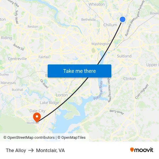 The Alloy to Montclair, VA map