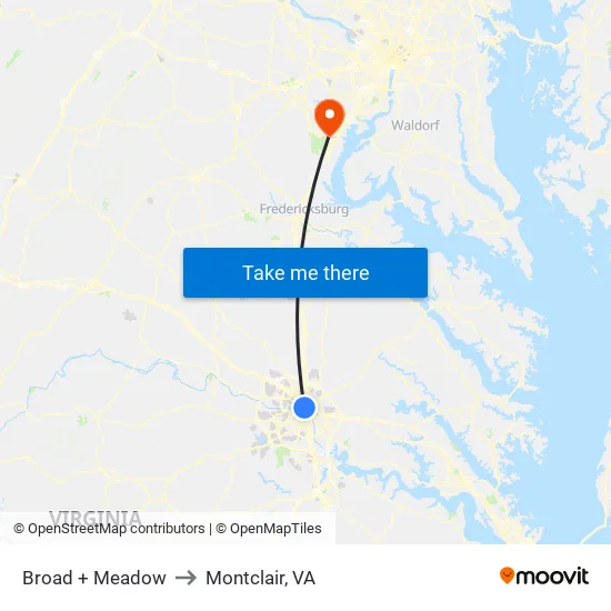 Broad + Meadow to Montclair, VA map