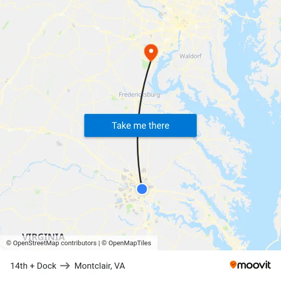 14th + Dock to Montclair, VA map