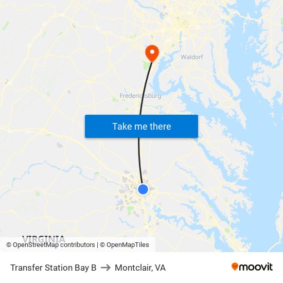 Transfer Station Bay B to Montclair, VA map