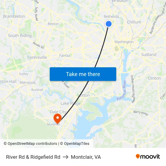 River Rd & Ridgefield Rd to Montclair, VA map