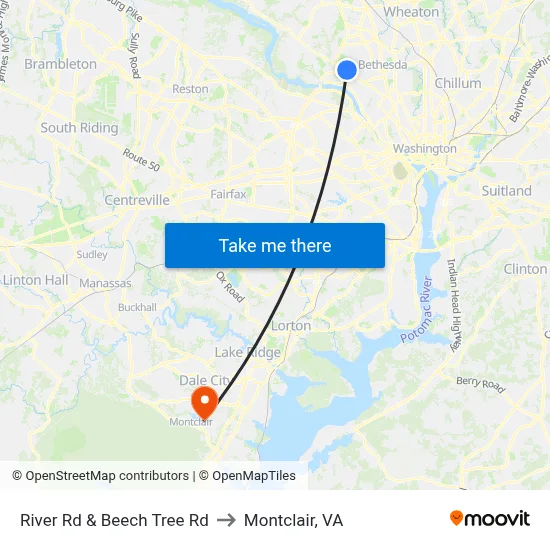 River Rd & Beech Tree Rd to Montclair, VA map