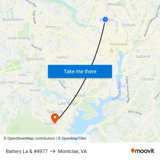 Battery La & #4977 to Montclair, VA map