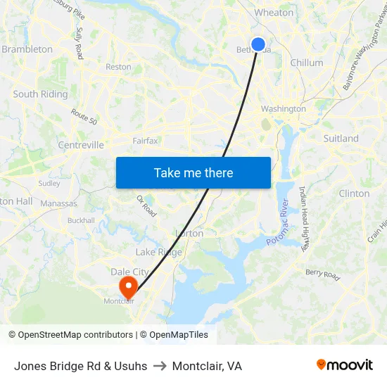 Jones Bridge Rd & Usuhs to Montclair, VA map