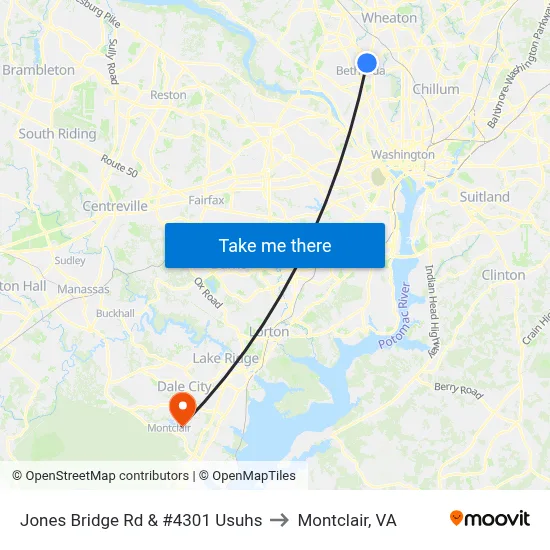 Jones Bridge Rd & #4301 Usuhs to Montclair, VA map