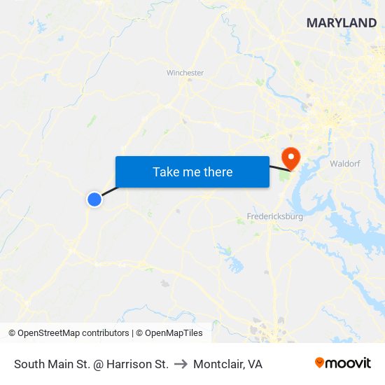 South Main St. @ Harrison St. to Montclair, VA map