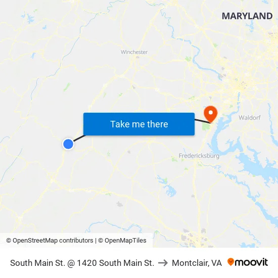 South Main St. @ 1420 South Main St. to Montclair, VA map