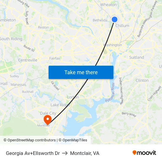 Georgia Av+Ellsworth Dr to Montclair, VA map