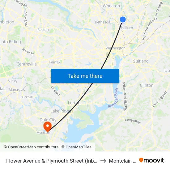 Flower Avenue & Plymouth Street (Inbound) to Montclair, VA map