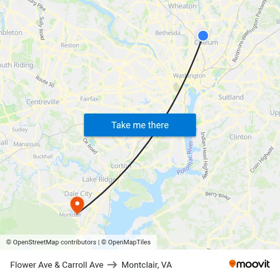 Flower Ave & Carroll Ave to Montclair, VA map