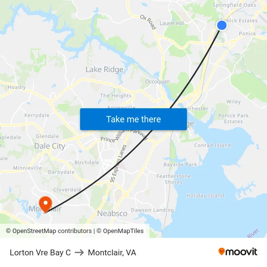 Lorton Vre Bay C to Montclair, VA map