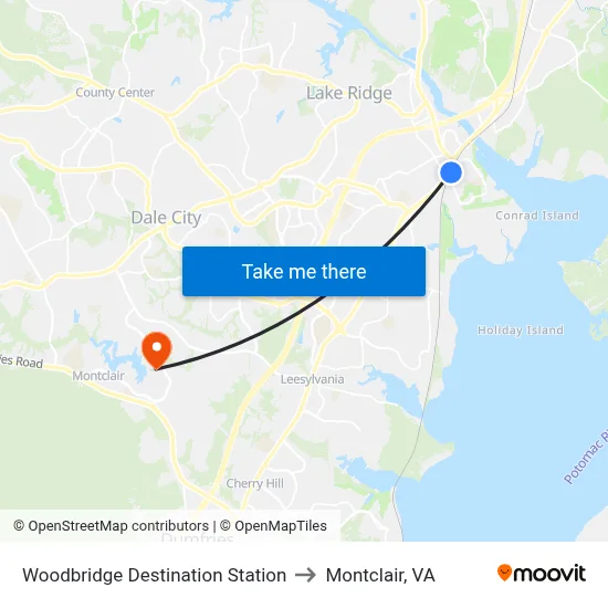 Woodbridge Destination Station to Montclair, VA map