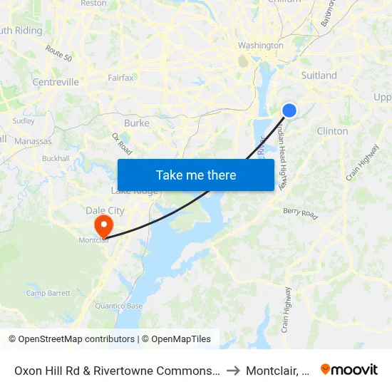 Oxon Hill Rd & Rivertowne Commons M to Montclair, VA map