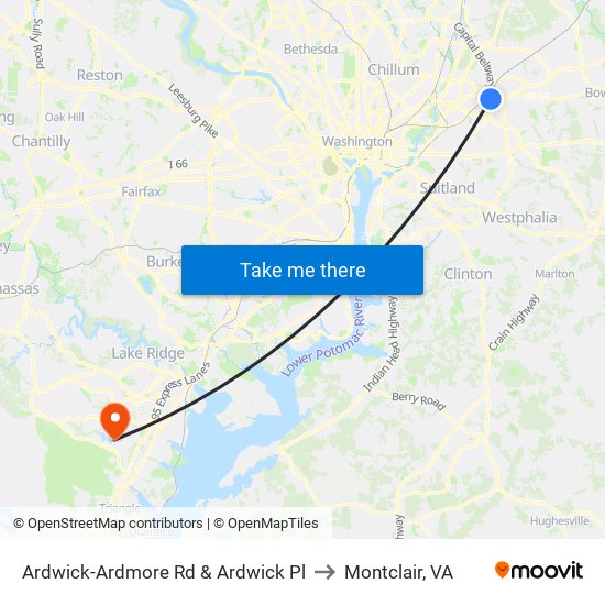 Ardwick-Ardmore Rd & Ardwick Pl to Montclair, VA map